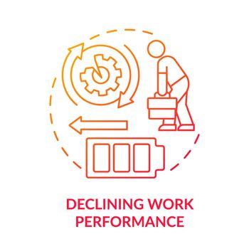 Negative work performance red gradient concept icon