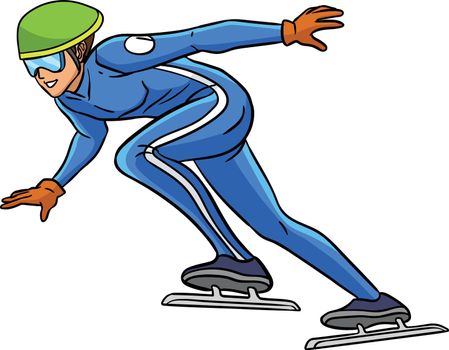 Speed Skating Cartoon Colored Clipart Illustration