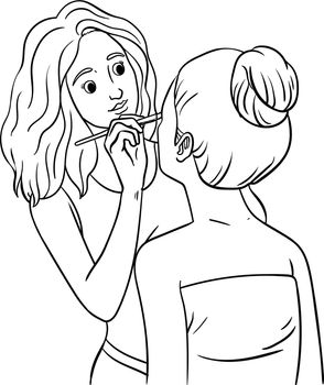 Makeup Artist Isolated Coloring Page for Kids
