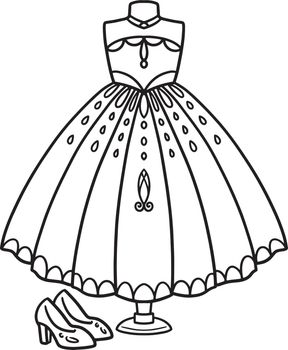 Wedding Gown Isolated Coloring Page for Kids