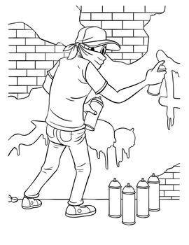 Graffiti Artist Coloring Page for Kids