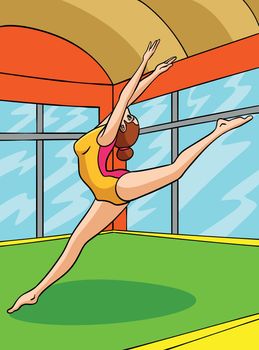 Gymnastics Sport Colored Cartoon Illustration