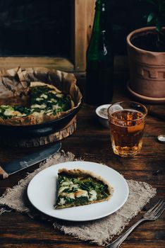 Spinach and Parmesan Cheese Open Pie