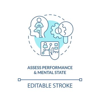 Assess performance and mental state turquoise concept icon
