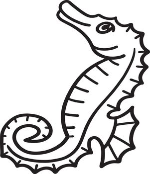 Sea Horse Isolated Coloring Page for Kids