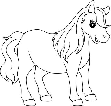 Pony Animal Isolated Coloring Page for Kids