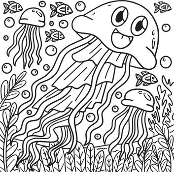Jellyfish Coloring Page for Kids