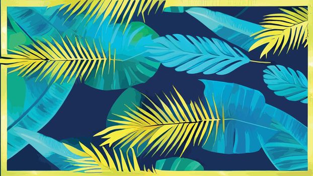 Vector vintage composition with exotic leaves. Botanical classic wallpapers, backgrounds, surface textures