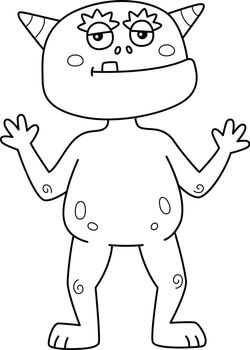 Monster Cat Coloring Page for Kids