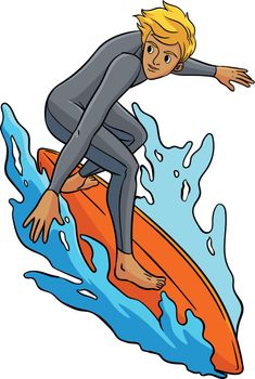 Surfer Cartoon Colored Clipart Illustration