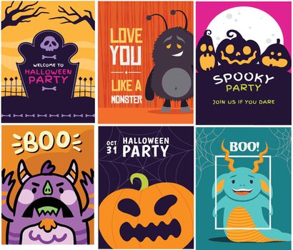 Modern greeting card designs with monsters