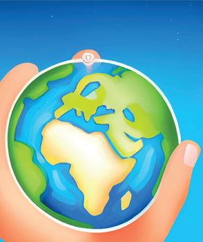hand holding a globe or earth