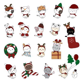 Christmas cats on white background vector illustration
