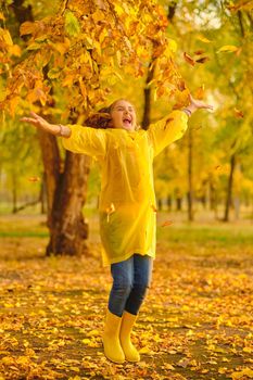 happy kid in autumn park