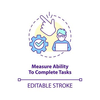 Measure ability to complete tasks concept icon