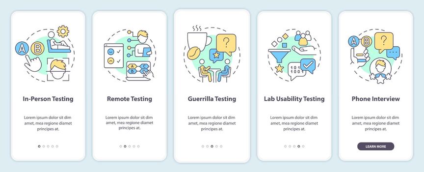 Methods for usability testing onboarding mobile app screen