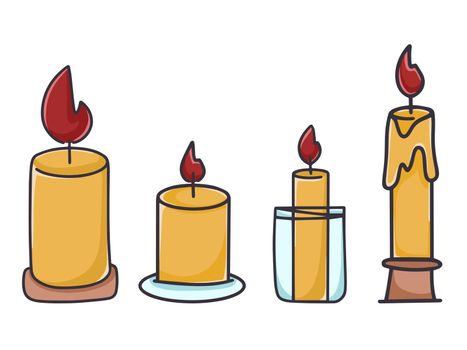 Candles set hand drawn doodle
