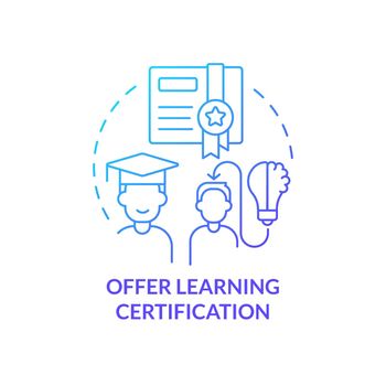 Offer learning certification blue gradient concept icon