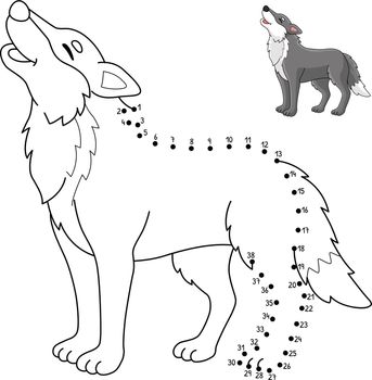 Dot to Dot Wolf Isolated Coloring Page