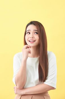 Portrait of beautiful young asian woman happiness standing