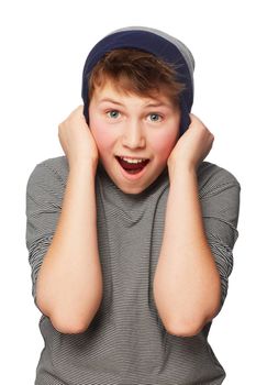 Oh wow. A teenage boy pulling his beanie over his ears while screaming.