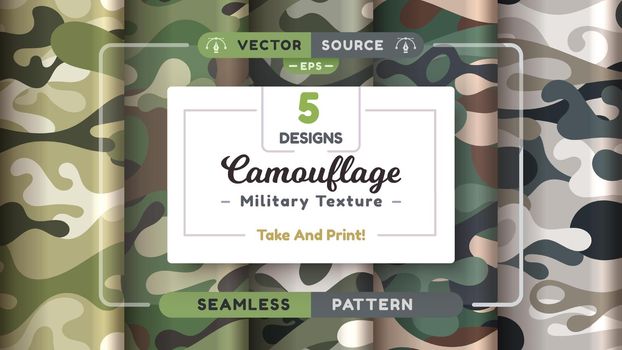 Camouflage seamless patterns, military texture, bundle war fabric