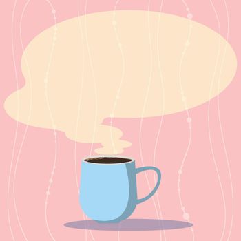 Business concept Empty template copy space isolated Posters coupons promotional material. Mug Vector Cup of Hot Coffee with Blank Color Speech Bubble as Steam icon
