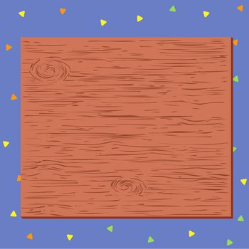 Square cartoon unreal rectangle wood nailed stuck on the wall. Unsymmetrical uneven pattern outline multicoloured design. Illustration of illustrated picture painting