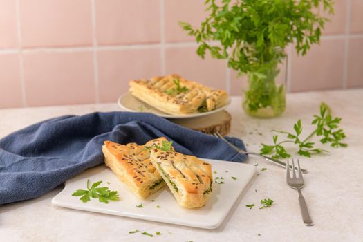 Spinach puff pastry with ricotta cheese