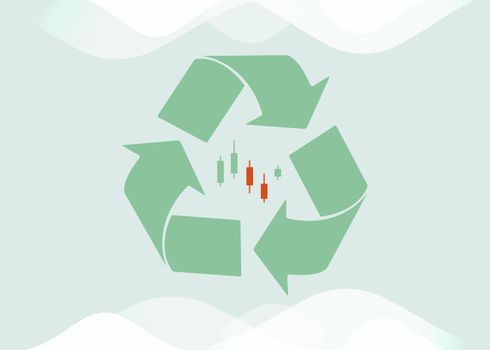 Green economy - recycling methods with Japanese trading candles and waste management concept. Recycling Economic Information vector illustration