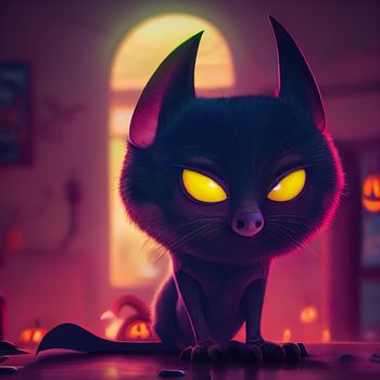 illustration of a cute bat, halloween bat animated illustration