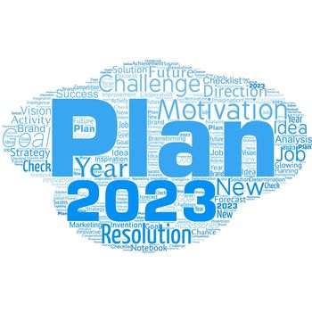 Big word cloud with word plan. Start of a detailed proposal of doing or achieving something.