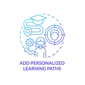 Add personalized learning paths blue gradient concept icon