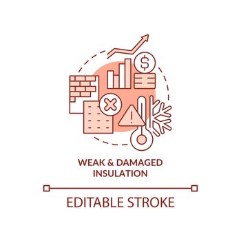 Weak and damaged insulation terracotta concept icon