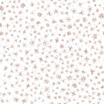 Hand Drawn Snowflakes Christmas Seamless Pattern. Subtle Flying Snow Flakes on chalk snowflakes Background. Astonishing chalk handdrawn snow overlay. Resplendent holiday season decoration.