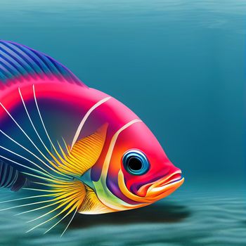 decorative colorful fish at the bottom of the ocean. Marine life.