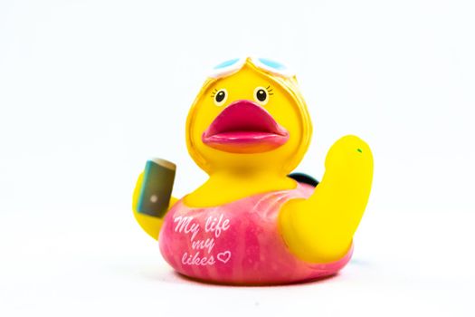 Instagram influencer Duck Floating Toy with phone and mirror