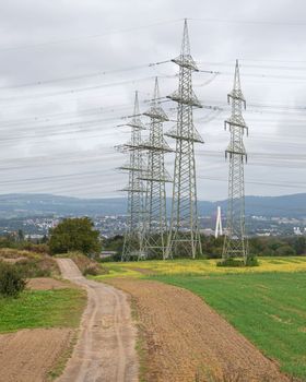 Power Lines against sky, energy change in Germany