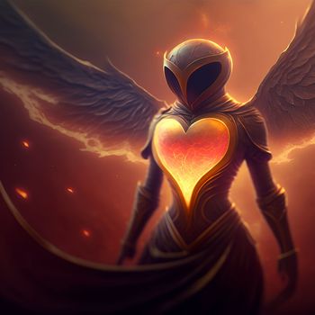 Angel girl in armor with a heart on her chest
