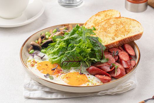 Classic english breakfast with fried eggs