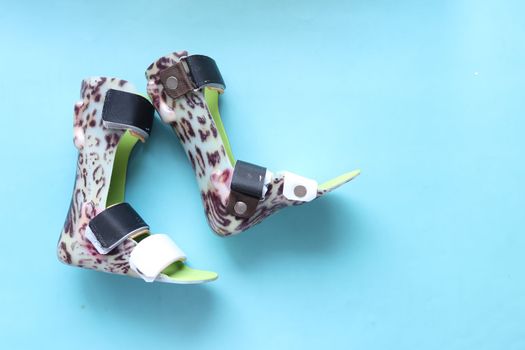 Child cerebral palsy disability, legs orthosis.