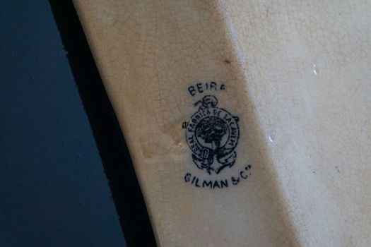 Trademark on antique ware close up