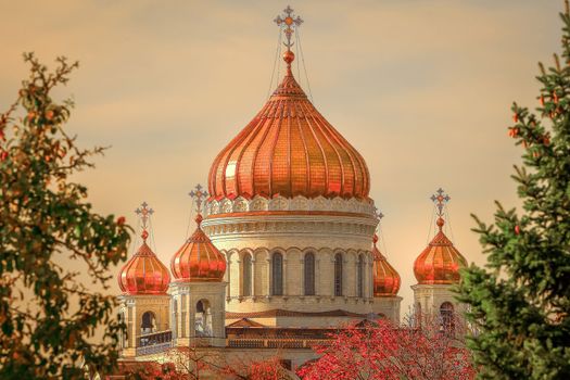 Cathedral of Christ the Saviour in Moscow at sunset, Russia