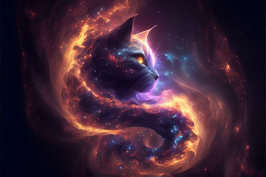 Abstract constellation cat in the galaxy in art style