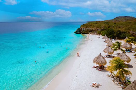 Cas Abou Beach on the caribbean island of Curacao, Playa Cas Abou in Curacao Caribbean in summer