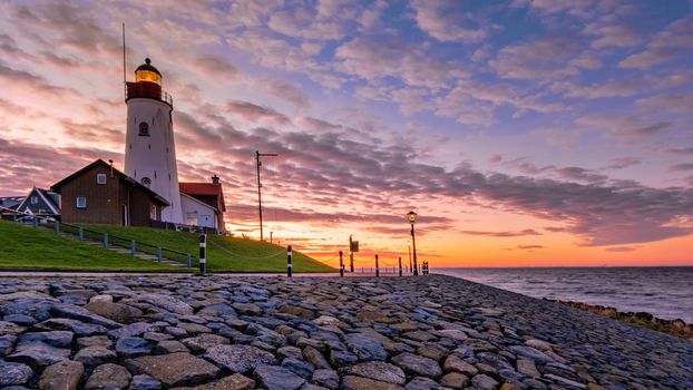 Lighthhouse of Urk Netherlands during sunset in the Netherlands