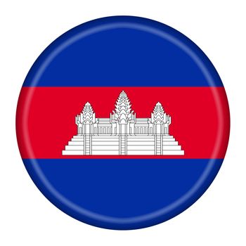 Cambodia button flag 3d illustration with clipping path