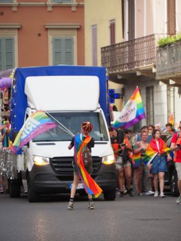 Cremona, Lombardy, Italy - 4th June 2022 Pride parade celebrating LGBTQIA world
