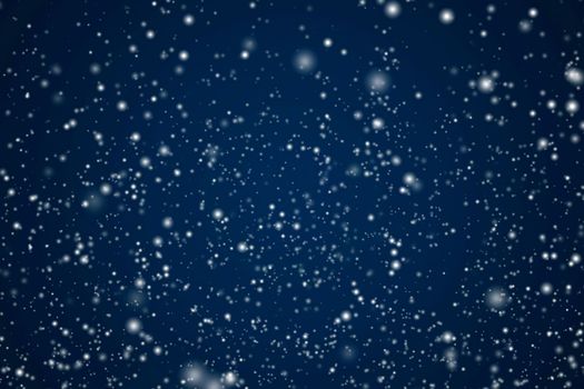 Winter holidays and wintertime background, white snow falling on dark blue backdrop, snowflakes bokeh and snowfall particles as abstract snowing scene for Christmas and snowy holiday design