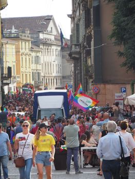 Cremona, Lombardy, Italy - 4th June 2022 Pride parade celebrating LGBTQIA world